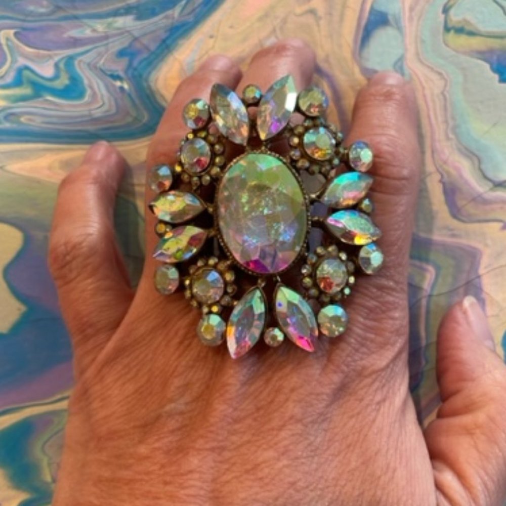 Large costume jewelry sparkle ring